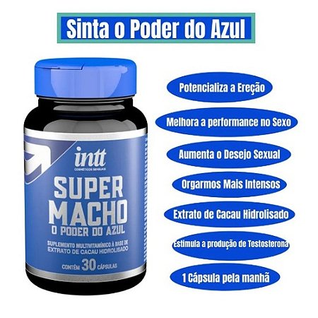 Super Macho o poder do Azul Ginseng, Catuaba, Arginina 30cps Original - 87950