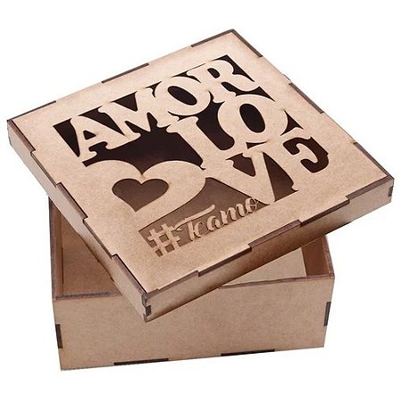 Caixa Mdf Amor Love Quadrada 15X15X6Cm - CX001