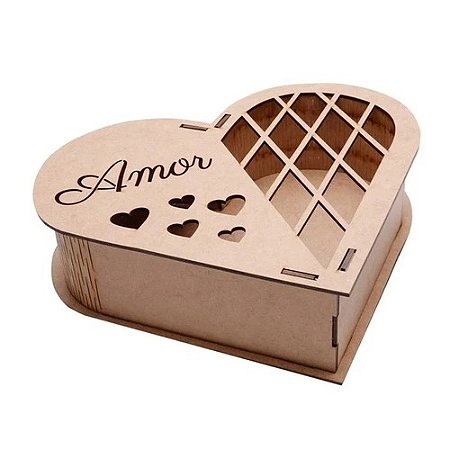 Caixa Mdf Coração Amor G 27,5X21X7Cm - CX010