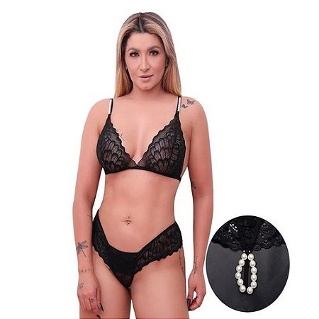 Conjunto Sensual Calcinha com Pérolas Cores - 1425