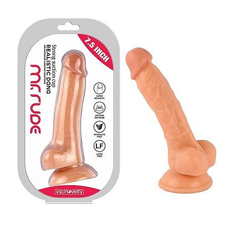 Protese Realística com Escroto e Ventosa Pele 19 x 3,5cm - 7642