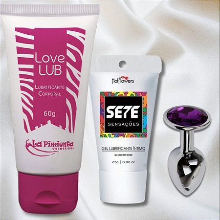 Kit Erótico Casal Primeiro Anal 3 Produtos Plug Pequeno Redondo - 7020