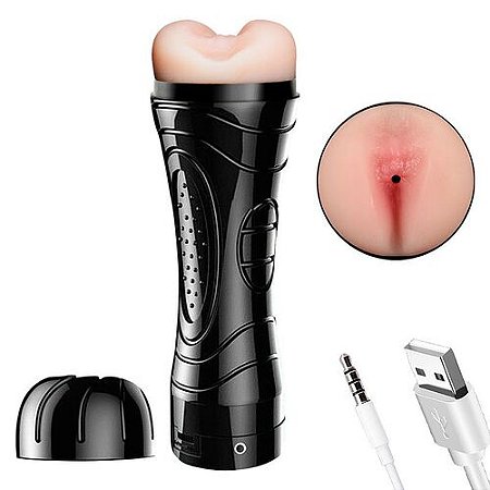 Masturbador Lanterna Formato Anus com Vibro Recarregável - 8279