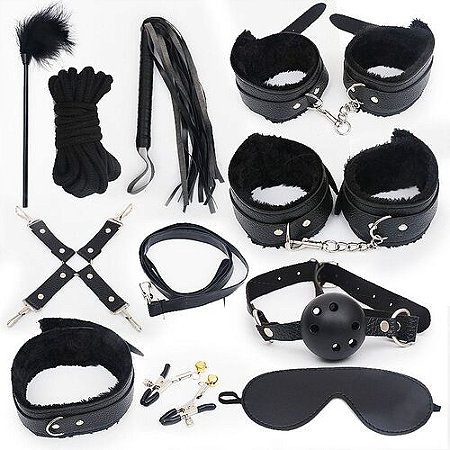 Kit Sado Erótico com 11 Produtos Bandage Preto - 8307P