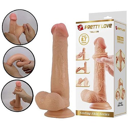 Protese Realística com Dupla Camada com Escroto e Ventosa 22x4cm - 9012