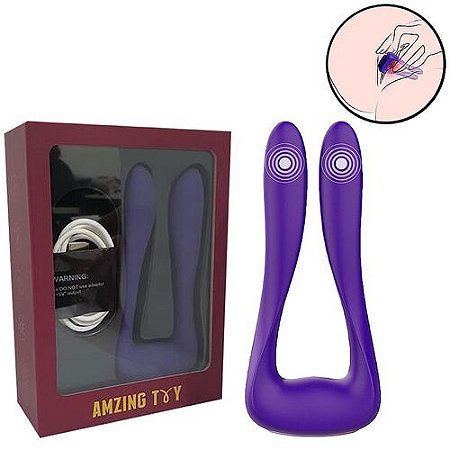 Vibrador Para Casal Recarregável Controle Remoto 9 Funções Roxo - 6919