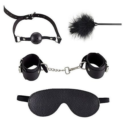 Kit Sado Erótico com Pena Estimuladora Preto - 8611