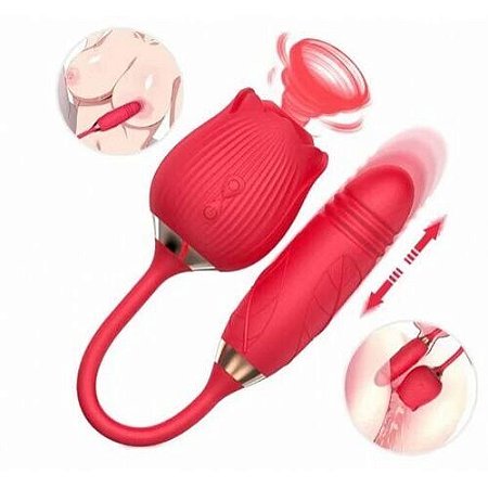 Vibrador Ponto G e Sucção Vai e vem Formato de Rosa - 7633