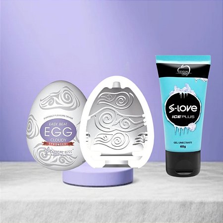 Egg Masturbador Silicone Cloudy + Lubrificante Ice - 7016C