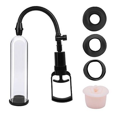 Bomba Peniana Manual com 3 Anéis de Silicone e 1 Forma de Vagina - 7302