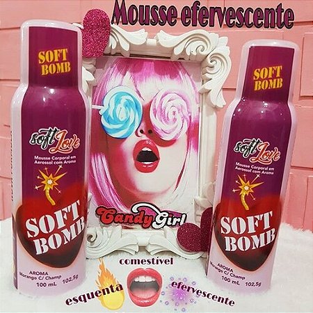 Mousse Soft Bomb Efervescente Comestível Morango 95ml - 69690