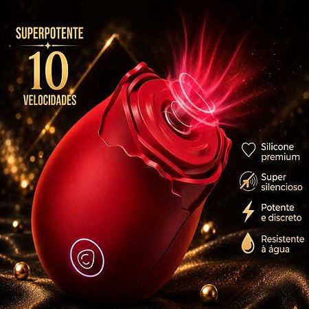 Vibrador Sucção Formato Rosa 10 Funções Recarregável - 7288