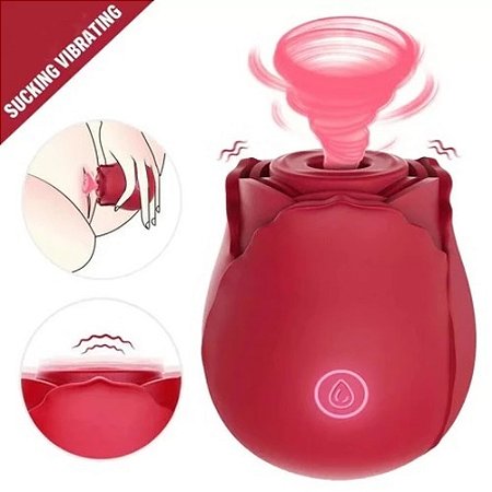 Vibrador Sucção Formato Rosa 10 Funções Recarregável - 7288