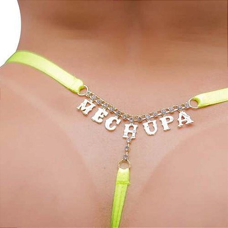 Tanga Fio Dental Amarelo Neon Me Chupa - 28852
