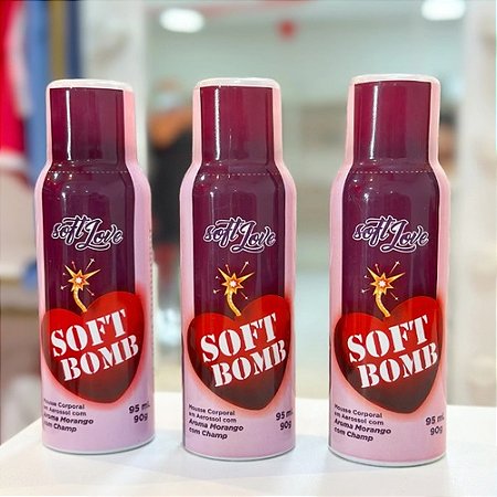 Kit 3 Mousse Soft Bomb Efervescente Comestível Morango 95ml - 69691