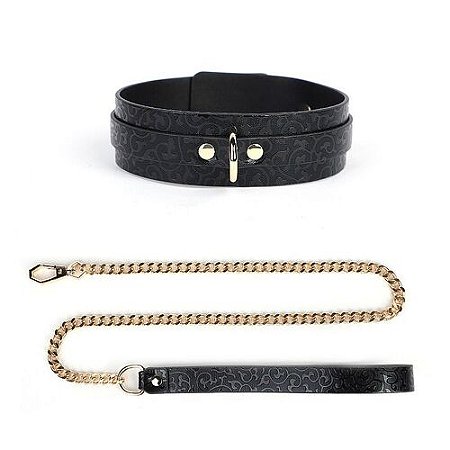 Coleira com Guia de corrente Preta - 8746