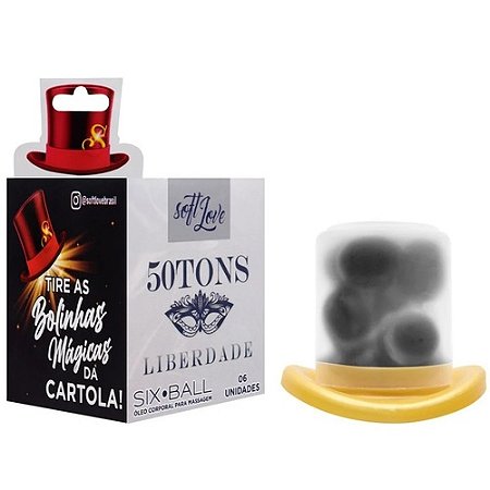 Hot Ball Bolinha 50Tons de Liberdade Cinza Excita Lubrifica e Vibra 6un - 33332