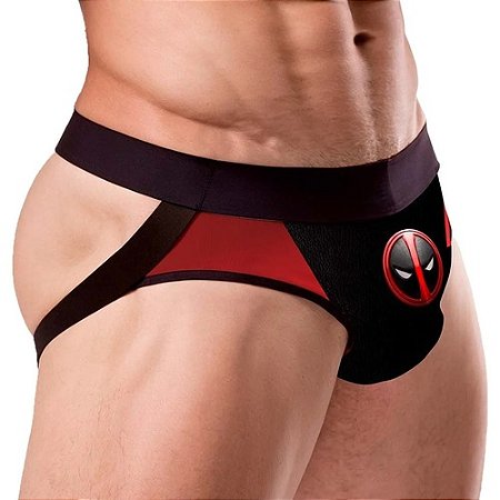 Jockstrap Sensual Deadpool Preta com Vermelho - 35227