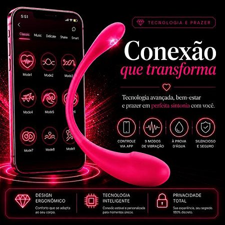 Vibrador Estimulador de Ponto G por Aplicativo Recarregável Pink - 34206