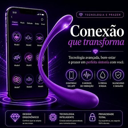 Vibrador Estimulador de Ponto G por Aplicativo Recarregável Roxo - 34206