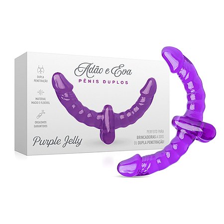 Prótese Maciça em Jelly Dupla Roxa 30cm - 1456