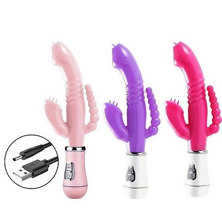 Vibrador de Ponto G e Clitóris - Jelly Recarregável 3 em 1 Cores 7581