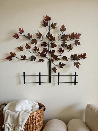 Árvore Folhas outono com cerca