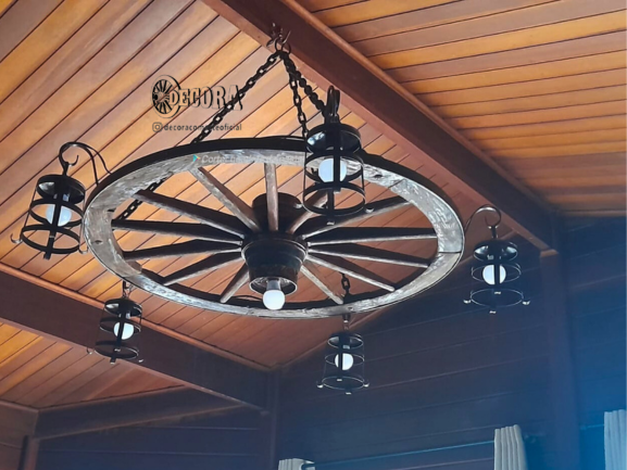 Lustre Rústico Roda Carroça  Antiga Original