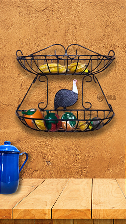 Fruteira Oval Parede 2 cestas