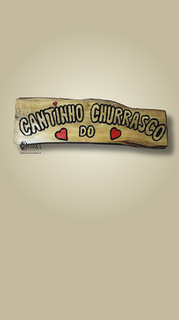 Placa Decorativa Cantinho Churrasco Madeira Entalhe