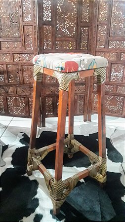 Banqueta Estampa Floral - Alta