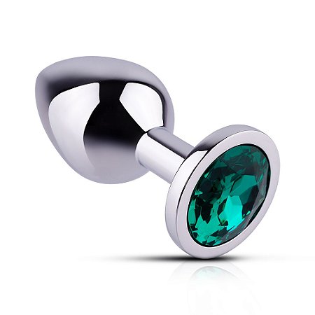 Jóia Anal Metal Prata A04 Verde - M