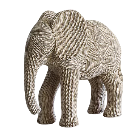 Escultura De Elefante Em poliResina Premium Com Efeito Crochê