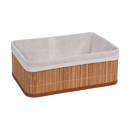 Cesto Organizador De Bambu Retangular Natural - M