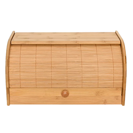 Porta Pão Com Tampa Retrátil Em Bambu Armazenamento De Pães