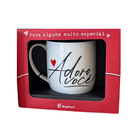 Caneca Porcelana Urban 300ml - Adoro Voce Meu Coracao E Seu