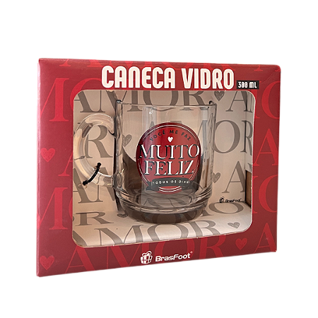 Caneca Vidro Elegance - Você Me Faz Muito Feliz