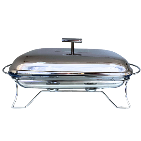 Rechaud em Vidro com tampa Inox- Mimo Styles