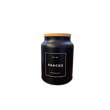 Pote metal com tampa de bambu snacks