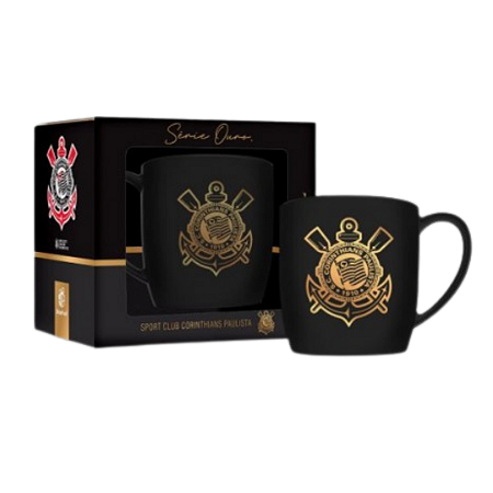 CANECA PORCELANA URBAN 300ML TIMES - CORINTHIANS SÉRIE OURO