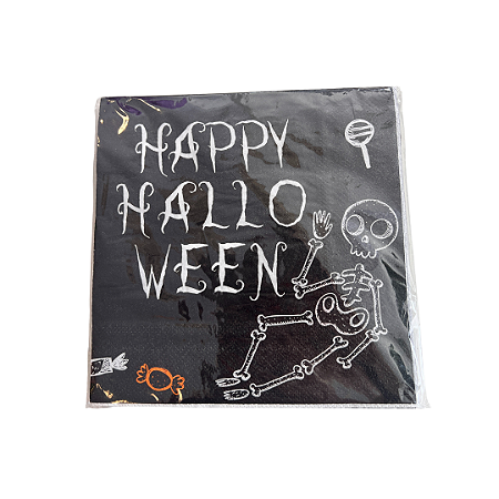 Guardanapo de papel preto Happy Halloween - pacote com 30 unidades - 33 x 33cm