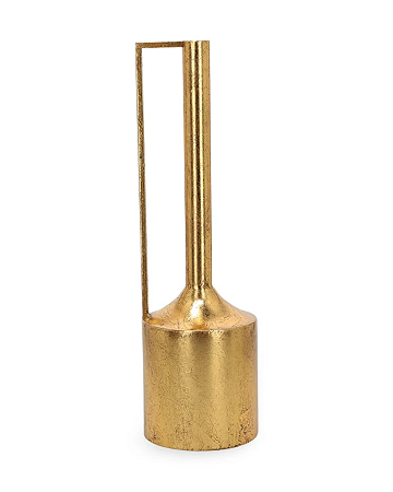 Vaso em metal com alça geometrico dourado