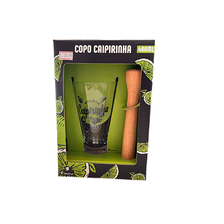 Kit Copo Caipirinha 480ml com Socador – “A Melhor Caipirinha”