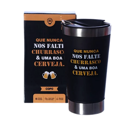 Copo Térmico – "Que nunca nos falte churrasco & uma boa cerveja