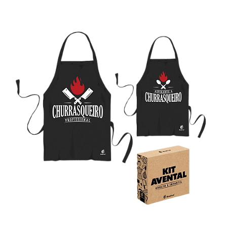 Kit Conjunto Avental Churrasqueiros Pai E Filho Churrasco