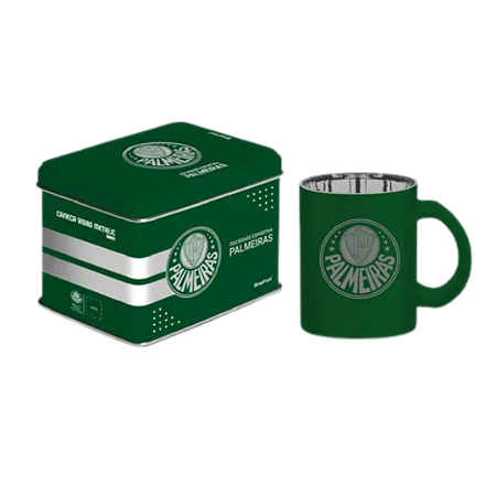 Caneca Vidro Palmeiras 300ml Diamond Lata Oficial Verde Palmeiras