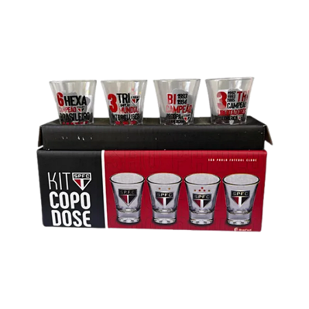 Conjunto 4 copos de dose shot do são paulo