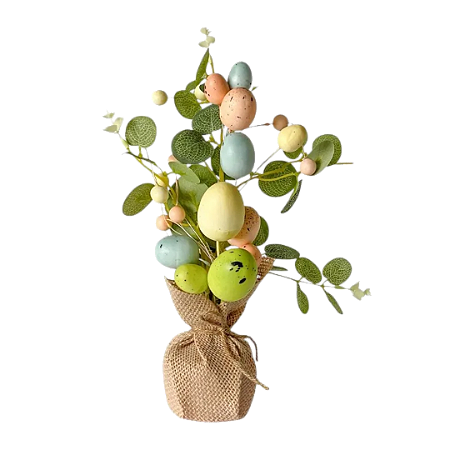 Mini Arvore Decorativa De Pascoa Com Ovos Coloridos