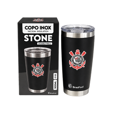 COPO TÉRMICO STONE CORINTHIANS COM TAMPA 500ML BRASFOOT