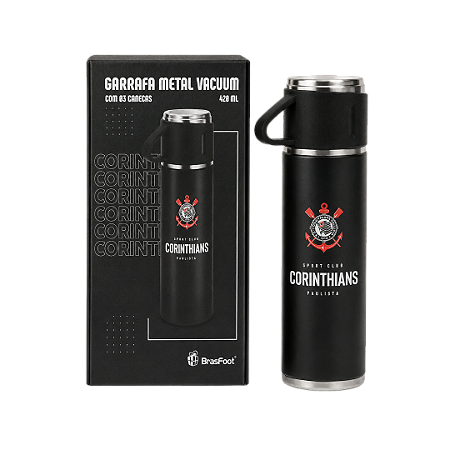 GARRAFA TÉRMICA VACUUM CORINTHIANS COM 3 CANECAS 420ML BRASFOOT